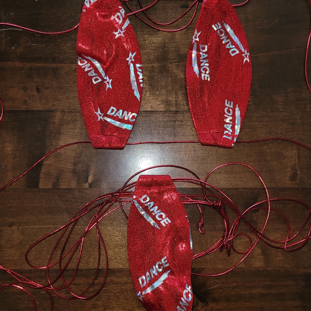 Handmade Metallic Red Teardrop Thong Bikini